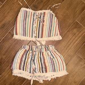 Two-Piece Stripped Shorts Set